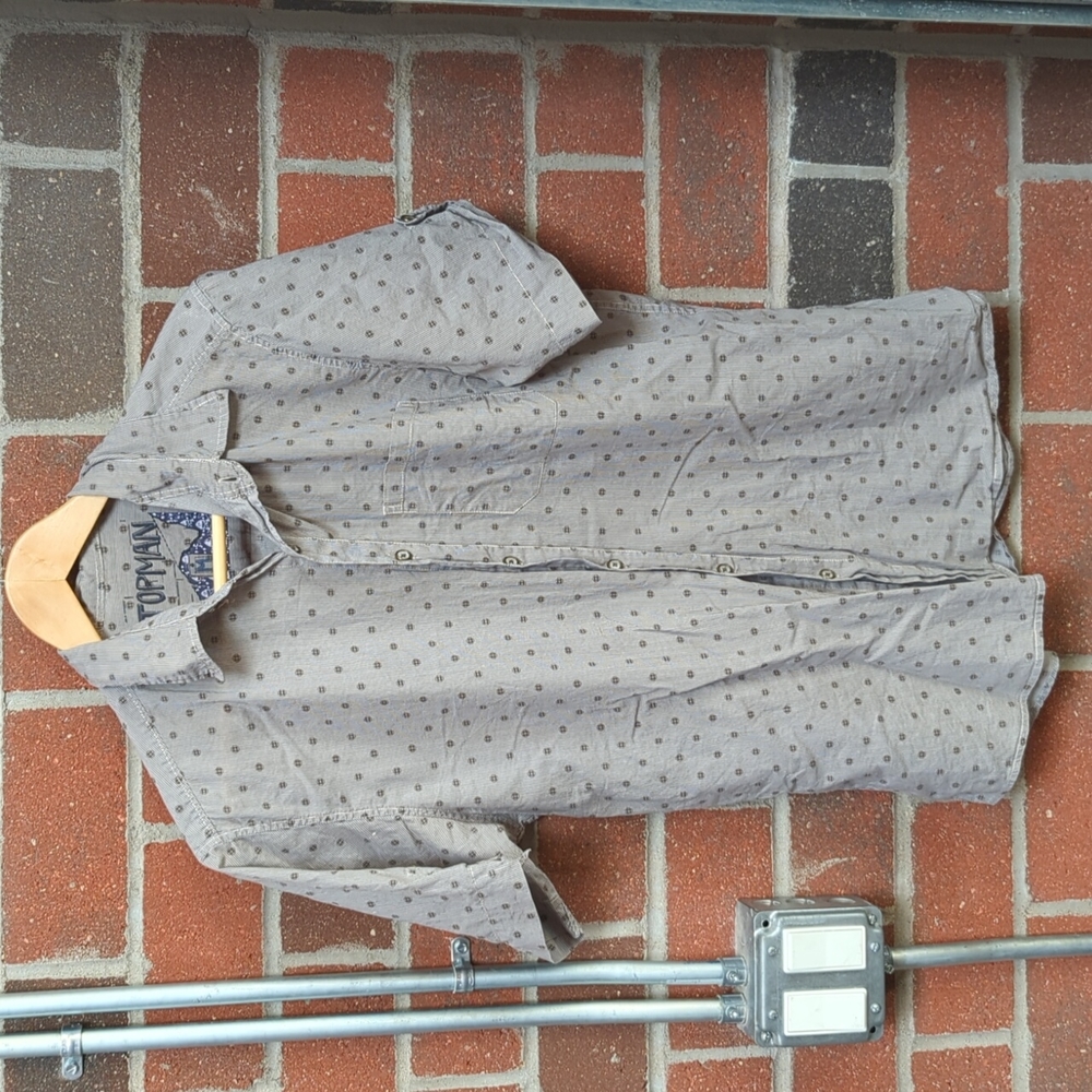 Topman Short Sleeve Patterned Button Up T-shirt Size Medium M